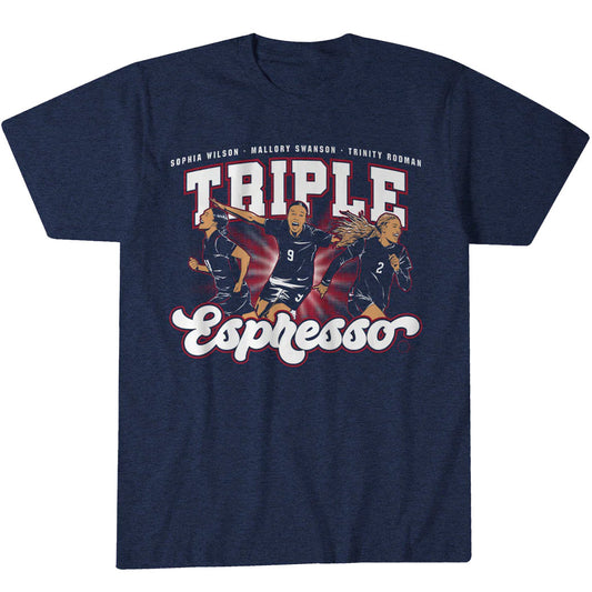 Unisex Mallory Swanson Trinity Rodman And Sophia Wilson Triple Espresso 2026-27 Graphic Shirt for Soccer Fans