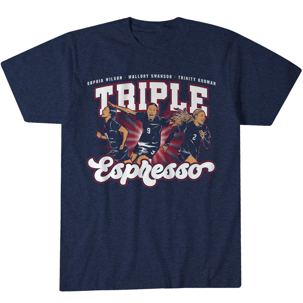 Unisex Mallory Swanson Trinity Rodman And Sophia Wilson Triple Espresso 2026-27 Graphic Shirt for Soccer Fans
