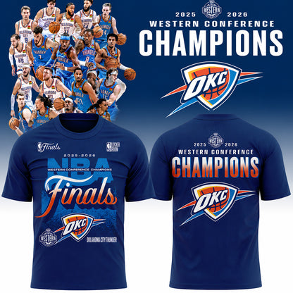 Unisex Oklahoma City Thunder 2026 Western Conference Champions Graphic Shirt for Basketball Fans