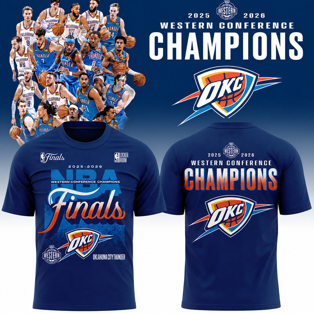 Unisex Oklahoma City Thunder 2026 Western Conference Champions Graphic Shirt for Basketball Fans