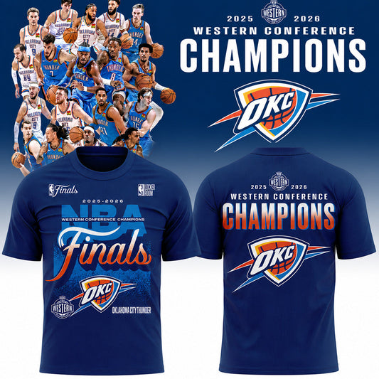 Unisex Oklahoma City Thunder 2026 Western Conference Champions Graphic Shirt for Basketball Fans