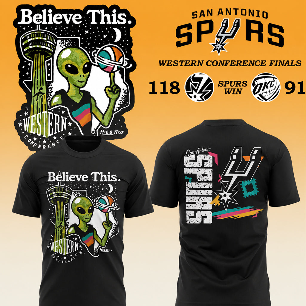 Unisex Western Conference Finals 2026 Believe This Alien Graphic Shirt for Basketball Fans