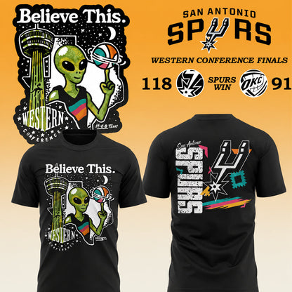 Unisex Western Conference Finals 2026 Believe This Alien Graphic Shirt for Basketball Fans
