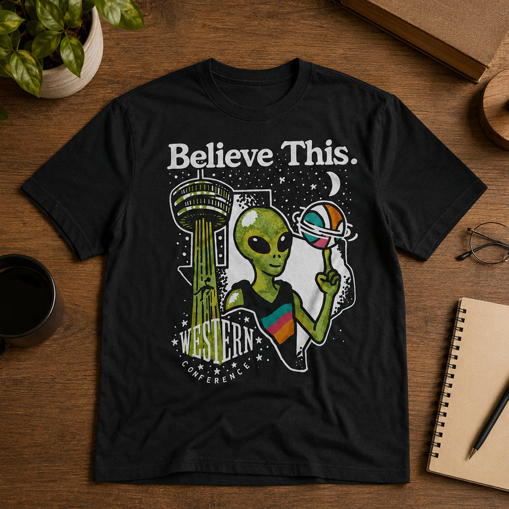Unisex Western Conference Finals 2026 Believe This Alien Graphic Shirt for Basketball Fans