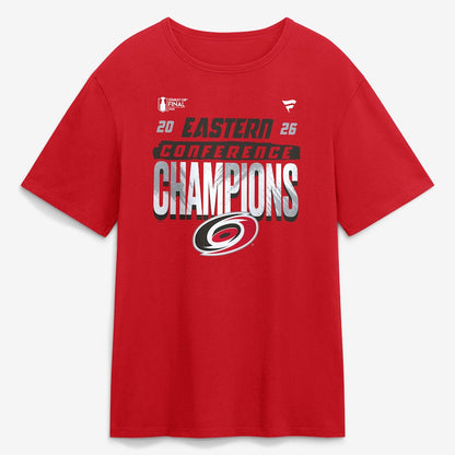 Unisex Carolina Hurricanes Red 2026 Eastern Conference Champions Graphic Shirt for Hockey Fans