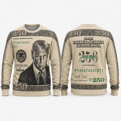 Unisex Two Hundred Fifty Dollar Bill Graphic Shirt 2026 for Patriotic Fans