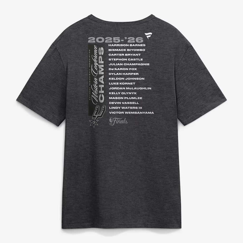 Unisex Heather Charcoal 2026 Western Conference Champions Roster Graphic Shirt for Basketball Fans