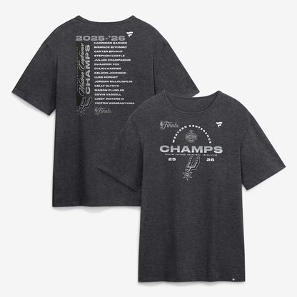 Unisex Heather Charcoal 2026 Western Conference Champions Roster Graphic Shirt for Basketball Fans