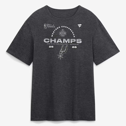 Unisex San Antonio Spurs Heather Charcoal 2026 Western Conference Champions Roster Graphic Shirt for Basketball Fans