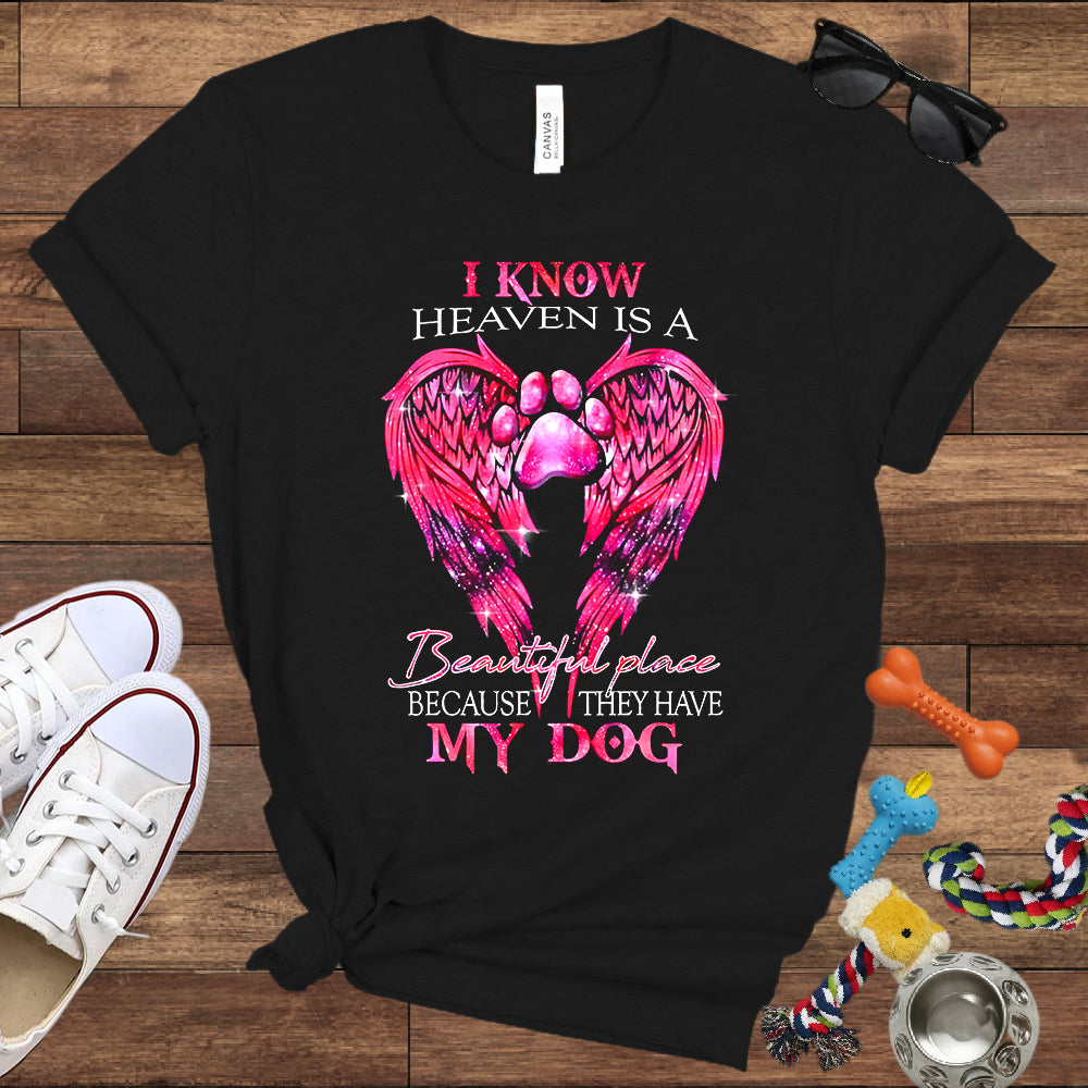 I Know Heaven Is A Beautiful Place Because They Have My Dog - Dog Memorial Bella Canvas T-Shirt