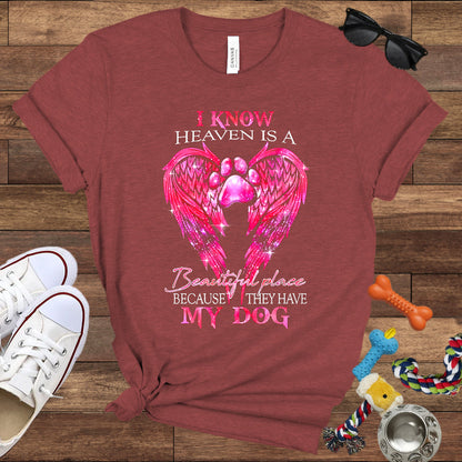 I Know Heaven Is A Beautiful Place Because They Have My Dog - Dog Memorial Bella Canvas T-Shirt