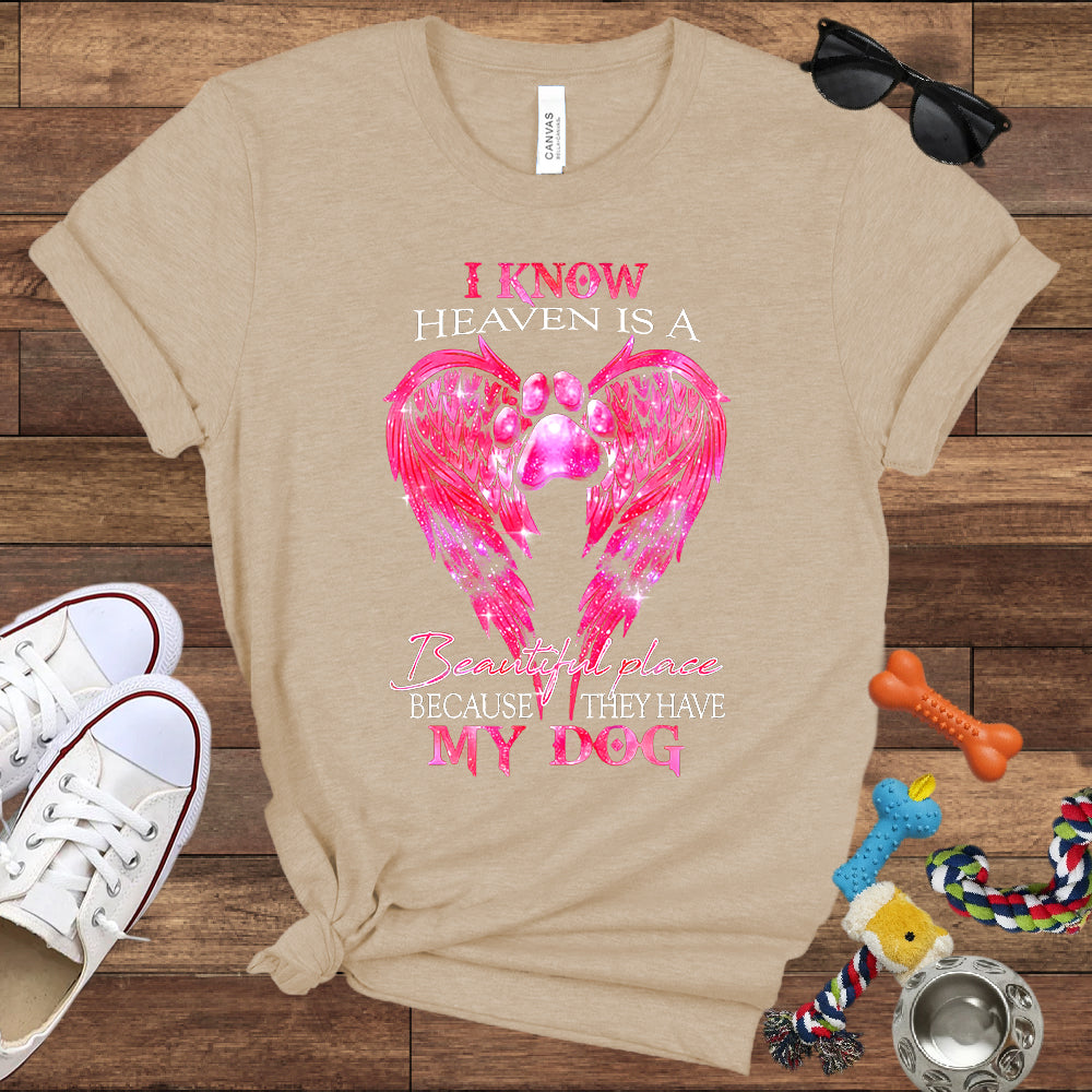 I Know Heaven Is A Beautiful Place Because They Have My Dog - Dog Memorial Bella Canvas T-Shirt