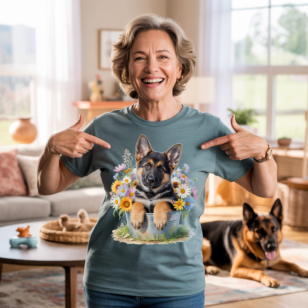 Flower Bucket Shepherd T-shirt