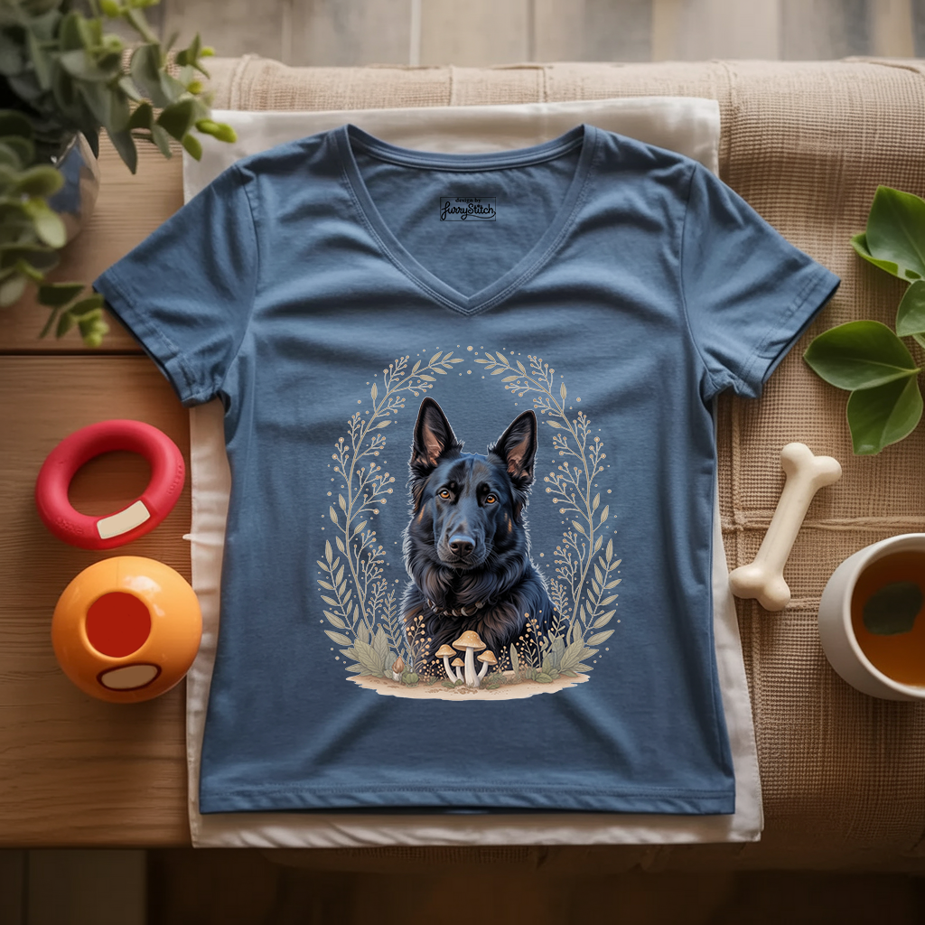 Bohemian Black Shepherd Lady V-Neck