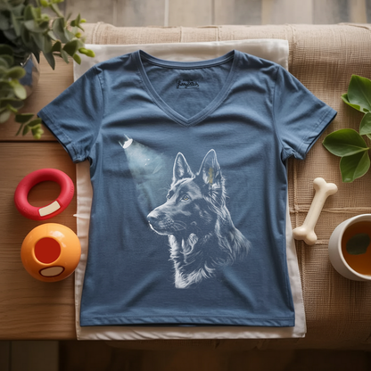 German Shepherd Silhouette Lady V-Neck