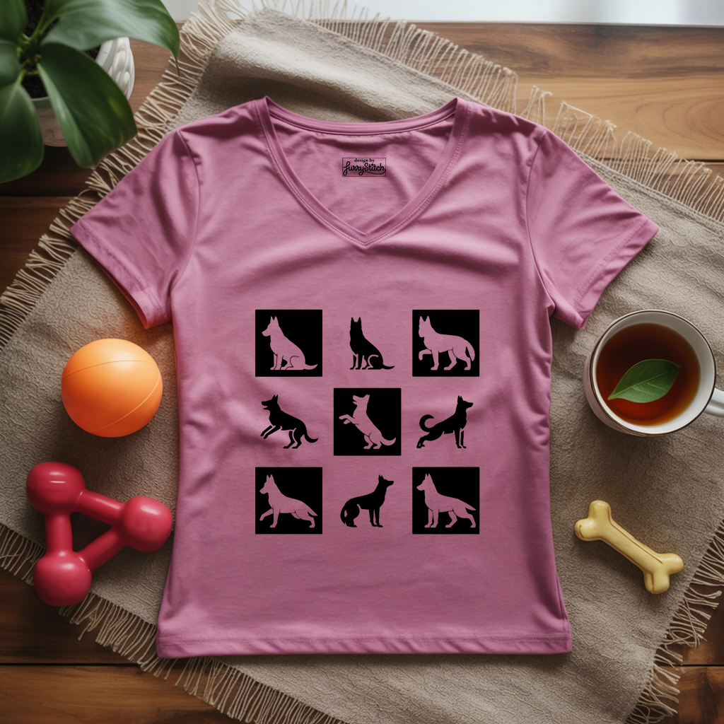 Shepherd Checkerboard Lady V-Neck