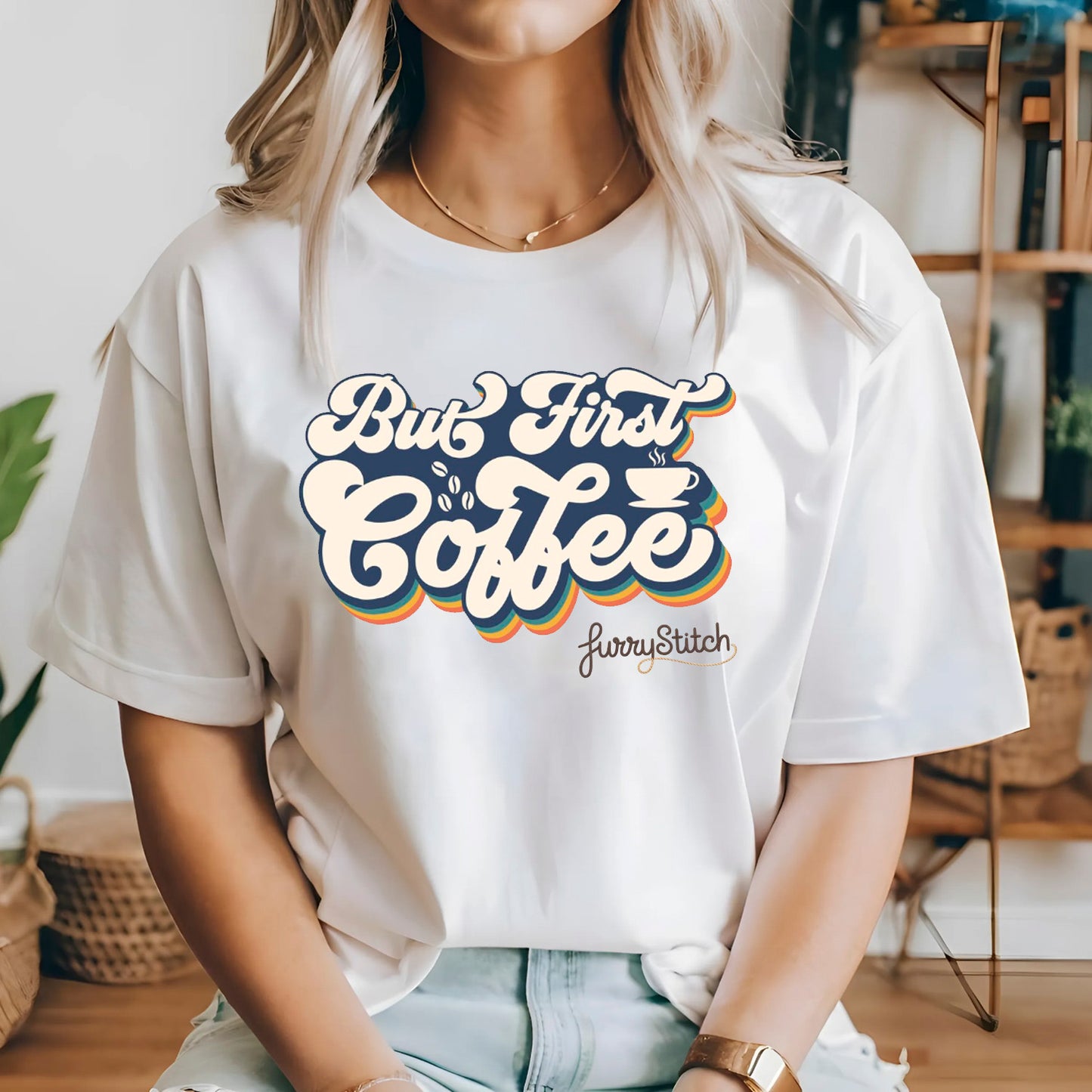 Furry Stitch But First Coffee Unisex Short Sleeves T-Shirt