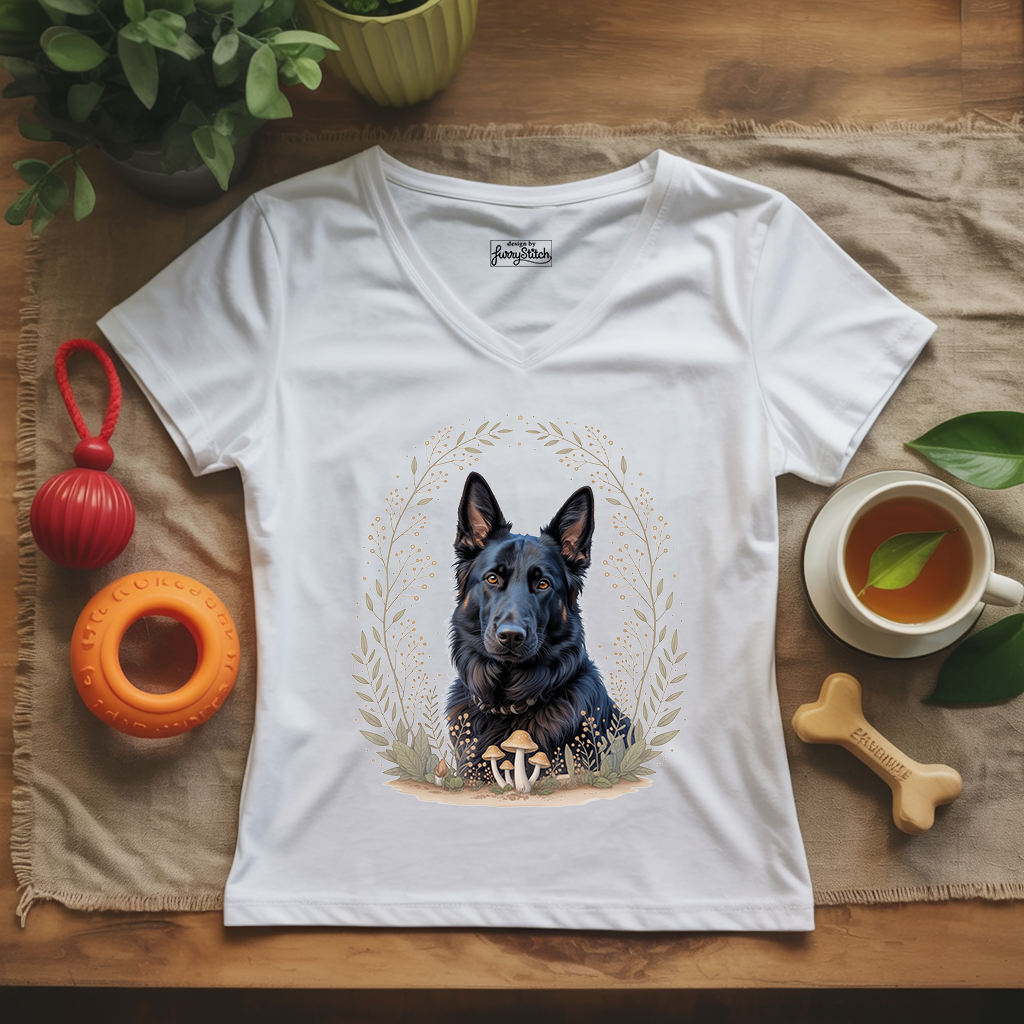 Bohemian Black Shepherd Lady V-Neck