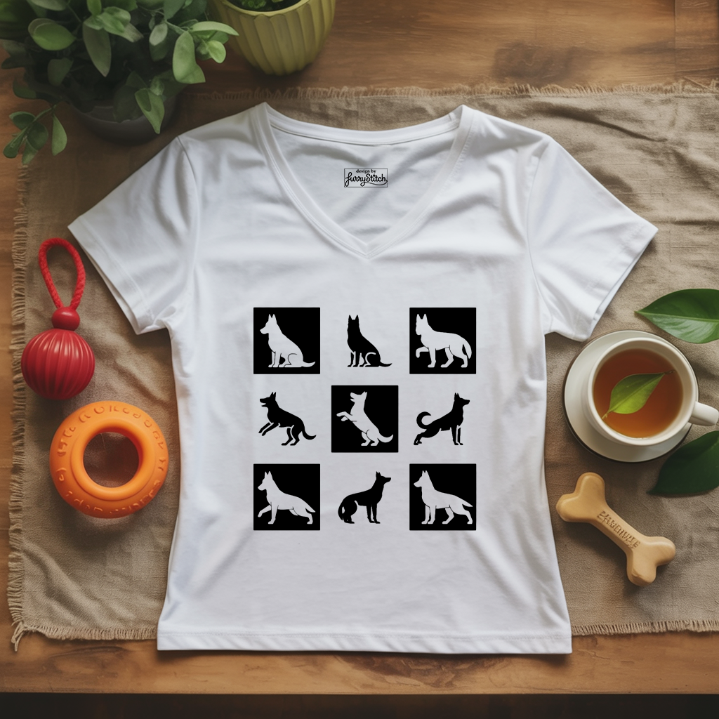 Shepherd Checkerboard Lady V-Neck