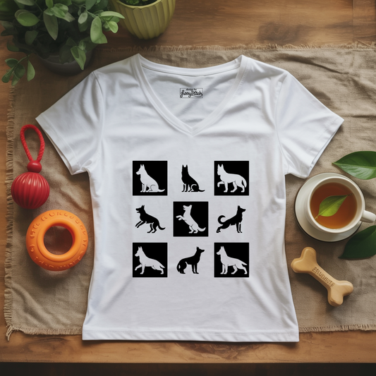 Shepherd Checkerboard Lady V-Neck