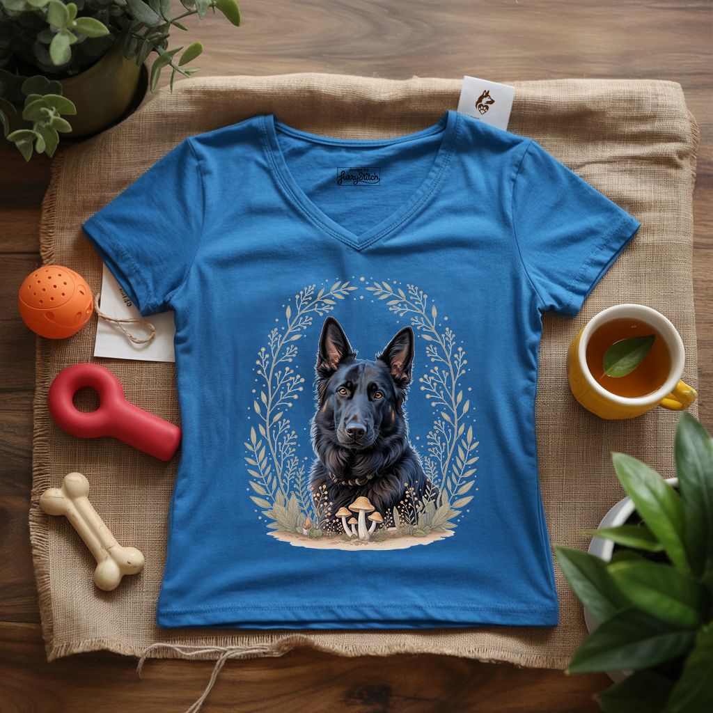 Bohemian Black Shepherd Lady V-Neck