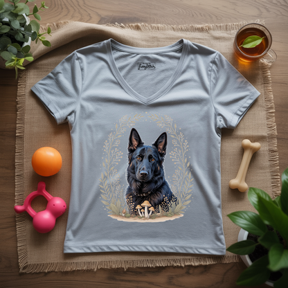 Bohemian Black Shepherd Lady V-Neck